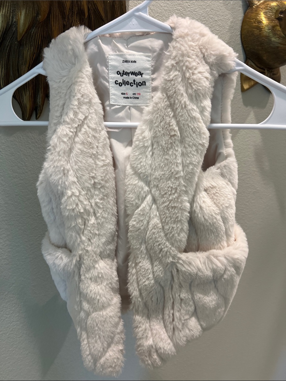 Zara Kids Cream Faux Fur Vest